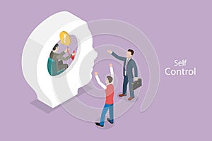 3D Isometric Flat Vector Conceptual Illustration of Self-Control