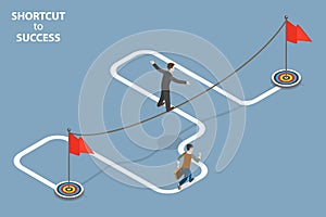 3D Isometric Flat Vector Conceptual Illustration of Shortcut To Success