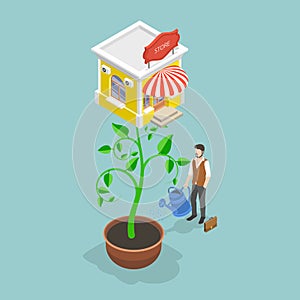 3D Isometric Flat Vector Conceptual Illustration of Small Business Growth
