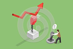 3D Isometric Flat Vector Conceptual Illustration of Stock Market Rebound