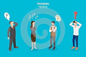 3D Isometric Flat Vector Conceptual Illustration of Thinking People Set