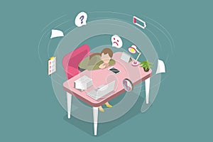 3D Isometric Flat Vector Conceptual Illustration of Witing for a Call photo