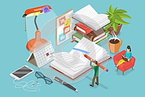 3D Isometric Flat Vector Conceptual Illustration of Writing Notebook