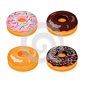 3D Isometric Flat Vector Food Icon Set Donut