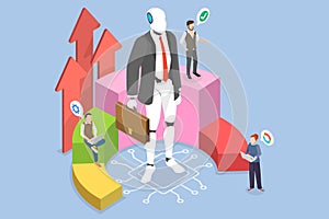 3D Isometric Flat Vector Illustration of AI in Business