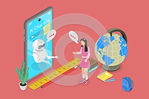 3D Isometric Flat Vector Illustration of AI Chat Bot