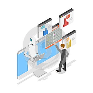 3D Isometric Flat Vector Illustration of AI In Human Resources. Item 3