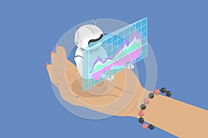 3D Isometric Flat Vector Illustration of AI Working For Big Data
