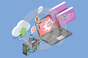 3D Isometric Flat Vector Illustration of API