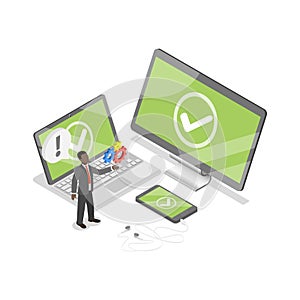 3D Isometric Flat Vector Illustration of App Development. Item 3