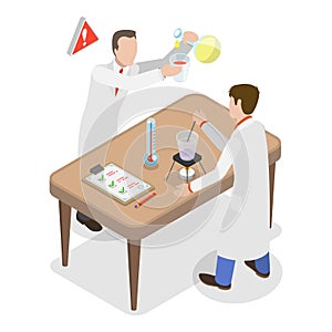 3D Isometric Flat Vector Illustration of Chemistry Laboratory Workers. Item 3