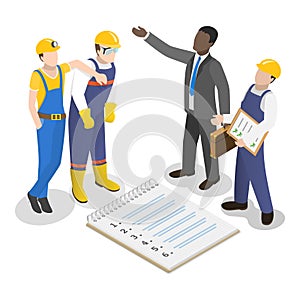 3D Isometric Flat Vector Illustration of Construction Workers. Item 1