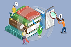 3D Isometric Flat Vector Illustration of Digital Dictionary