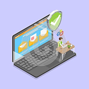 3D Isometric Flat Vector Illustration of Digital Privacy