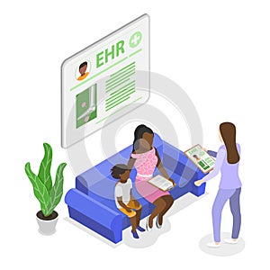 3D Isometric Flat Vector Illustration of Electronic Health Record. Item 1