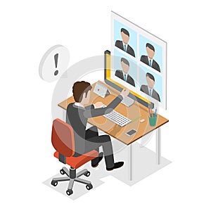 3D Isometric Flat Vector Illustration of Entry Permission. Item 3