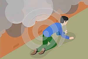 3D Isometric Flat Vector Illustration of Fire Safety Activity