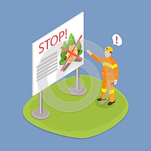 3D Isometric Flat Vector Illustration of Fire Safety