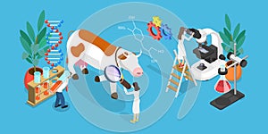 3D Isometric Flat Vector Illustration of Genetically Modified Animals