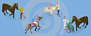 3D Isometric Flat Vector Illustration of Hippotherapy
