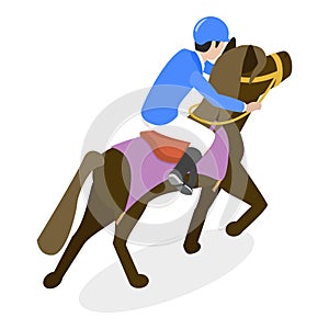 3D Isometric Flat Vector Illustration of Hippotherapy. Item 4