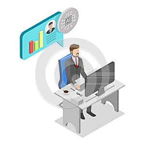 3D Isometric Flat Vector Illustration of Human Resources and AI. Item 2