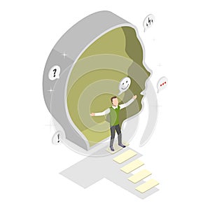 3D Isometric Flat Vector Illustration of Introvert Vs Extrovert. Item 1