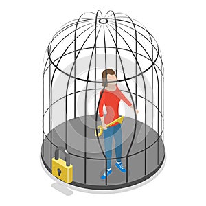 3D Isometric Flat Vector Illustration of Mind Prison. Item 2