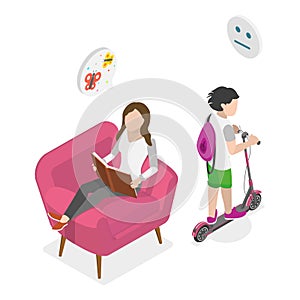 3D Isometric Flat Vector Illustration of Parenting Styles. Item 1