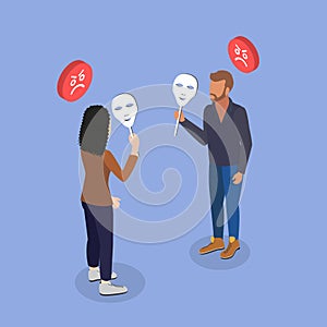 3D Isometric Flat Vector Illustration of Passive-aggressive Behavior