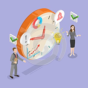 3D Isometric Flat Vector Illustration of Planning And Organizing Schedule