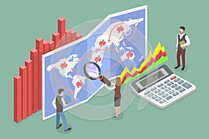 3D Isometric Flat Vector Illustration of Population Research