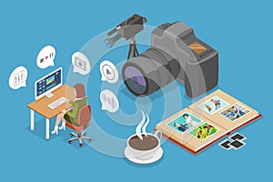 3D Isometric Flat Vector Illustration of Professional Videomaker