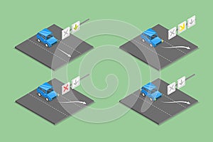 3D Isometric Flat Vector Illustration of Reversible Lane photo