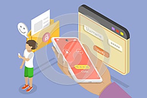 3D Isometric Flat Vector Illustration of Secure Identification