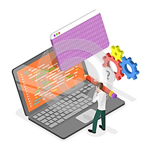 3D Isometric Flat Vector Illustration of Software Development. Item 3