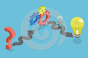 3D Isometric Flat Vector Illustration of Soving a Problem
