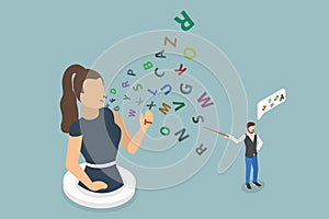 3D Isometric Flat Vector Illustration of Speech Therapy