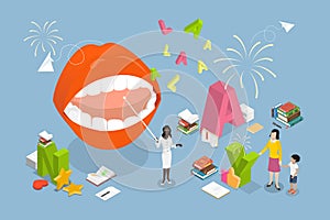 3D Isometric Flat Vector Illustration of Speech Therapy
