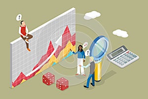3D Isometric Flat Vector Illustration of Statistics With Mathematical Data