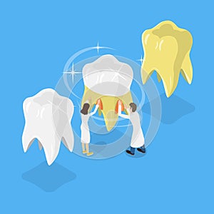 3D Isometric Flat Vector Illustration of Teeth Whitening