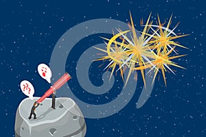 3D Isometric Flat Vector Illustration of Theory of the Big Bang