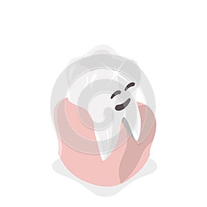 3D Isometric Flat Vector Illustration of Tooth Decay. Item 3