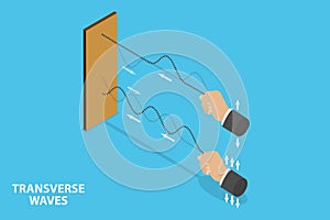 3D Isometric Flat Vector Illustration of Transverse Waves