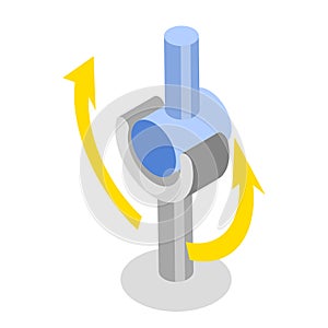 3D Isometric Flat Vector Illustration of Types Of Synovial Joints. Item 4