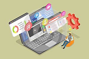 3D Isometric Flat Vector Illustration of Web Developer