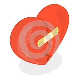 3D Isometric Flat Vector Set of Broken Hearts. Item 3