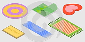 3D Isometric Flat Vector Set of Carpets