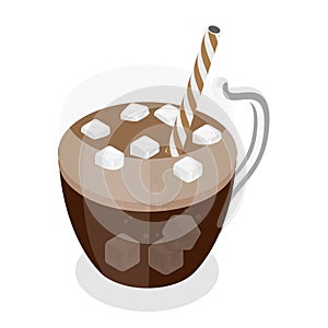 3D Isometric Flat Vector Set of Coffee Beverages. Item 11