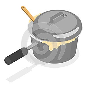 3D Isometric Flat Vector Set of Dirty Pots. Item 1